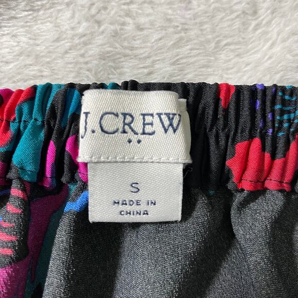 J. CREW Dark Floral Midi Skirt Women S‎ Black Raspberry Cottagecore Elastic Back - Picture 5 of 8